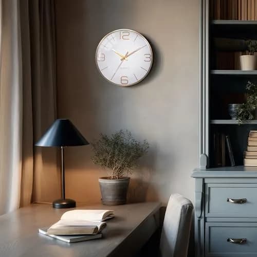 AYRELY 12 Inch Silent Wall Clock for Living Room & Bedroom | Modern Gold Metal Frame Decor thumbnail 3