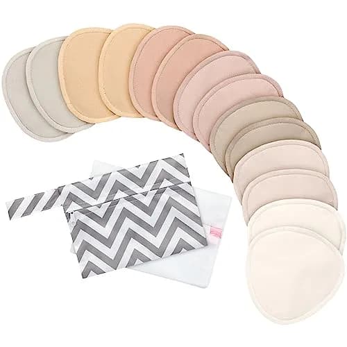 KeaBabies Reusable Nursing Pads, 14 Count (Neutrals, 3.9") | Organic Bamboo Viscose, Machine Washable, Discreet Fit thumbnail 1