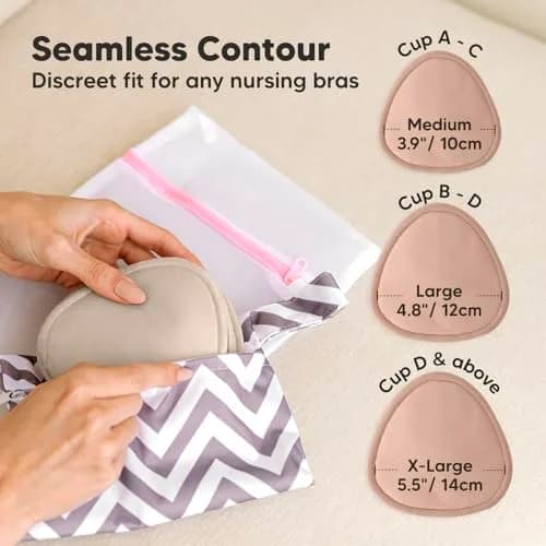 KeaBabies Reusable Nursing Pads, 14 Count (Neutrals, 3.9") | Organic Bamboo Viscose, Machine Washable, Discreet Fit thumbnail 4