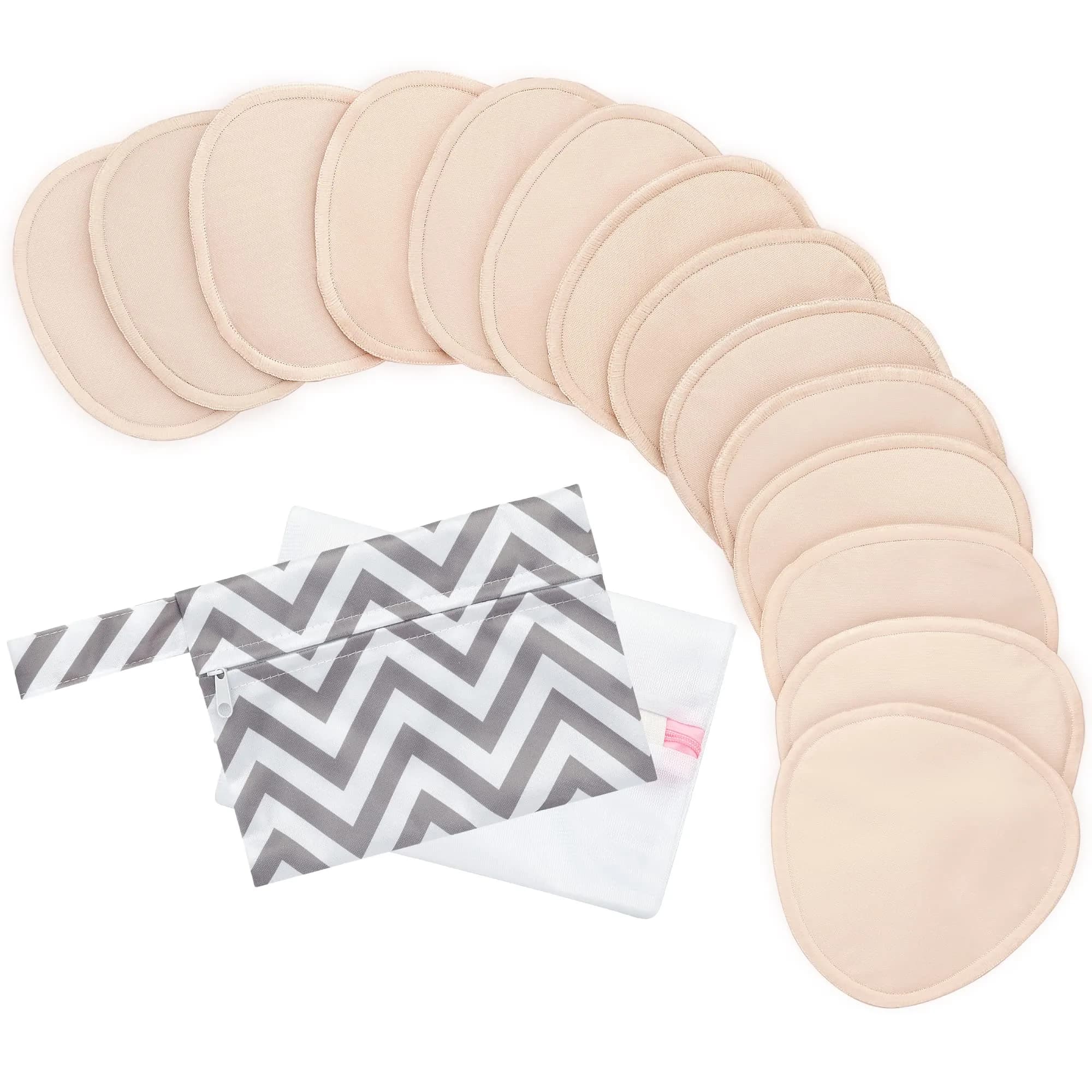 KeaBabies Reusable Nursing Pads, 14 Count (Neutrals, 3.9") | Organic Bamboo Viscose, Machine Washable, Discreet Fit — Bare Beige / Large 4.8"