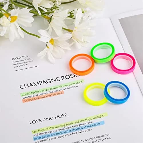 AIEX Highlighter Tapes 5 Rolls 0.23inch x 16.4ft | Fluorescent Neon Removable Tape for Students & Teachers thumbnail 3