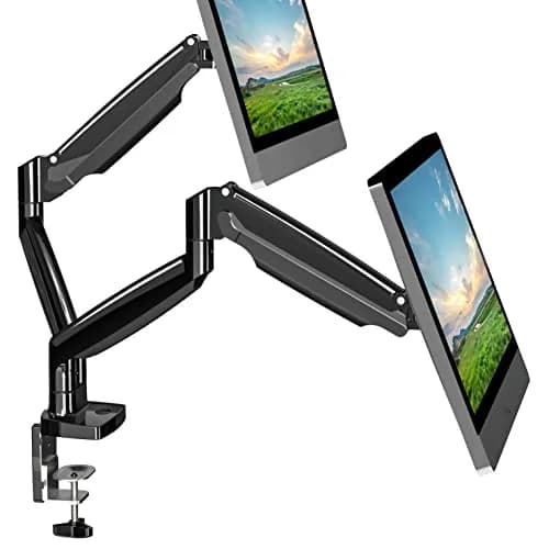 UPGRAVITY Gas Spring Dual Monitor Desk Mount for 22-34" Ultrawide Screens | Fully Adjustable, Supports 26.5lbs per arm thumbnail 1