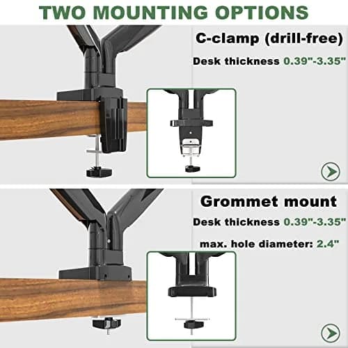 UPGRAVITY Gas Spring Dual Monitor Desk Mount for 22-34" Ultrawide Screens | Fully Adjustable, Supports 26.5lbs per arm thumbnail 8