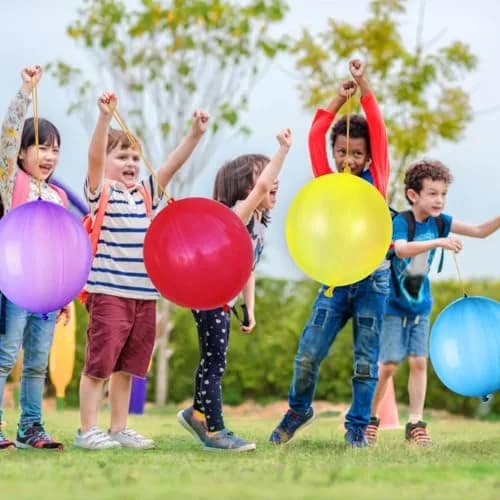 LEEZZIZZ 30Pcs Neon Punch Balloons with Rubber Band Handles, 18 inch (45.7 cm) | Fun Party Favors for Kids thumbnail 5