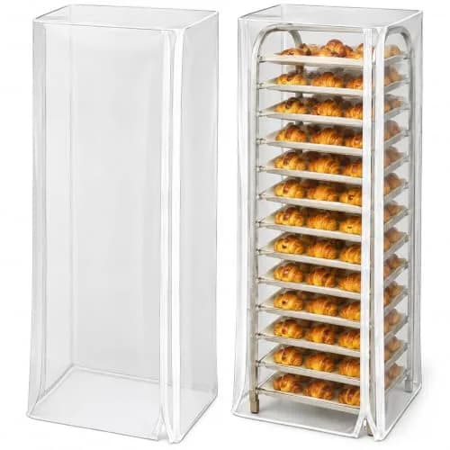 Riakrum Clear 2 Pcs 20-Tier Pan Rack Covers 71.1 cm (28" L x 23" W x 61" H) | Protects Food from Dust thumbnail 1
