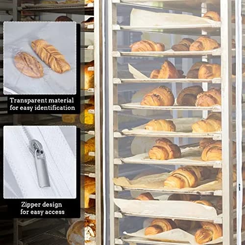 Riakrum Clear 2 Pcs 20-Tier Pan Rack Covers 71.1 cm (28" L x 23" W x 61" H) | Protects Food from Dust thumbnail 4