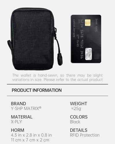 Y-SHP MATRIX EDC Wallet, RFID Blocking Zipper, Compact 4.3 x 2.8 x 0.8 in, Built to Last thumbnail 2