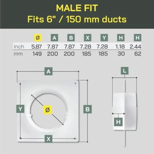 Vent Systems Round 6" Inch White Air Vent Duct Connector Flange | Plastic HVAC Pipe Fitting for Dryer & Ventilation thumbnail 2