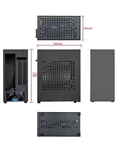 JOYJOM Aluminum Mini ITX Case with PCIe 3.0 Riser, Small Form Factor PC Case, Supports GPU & FLEX Power Supply, Black | Compact Gaming Chassis thumbnail 3