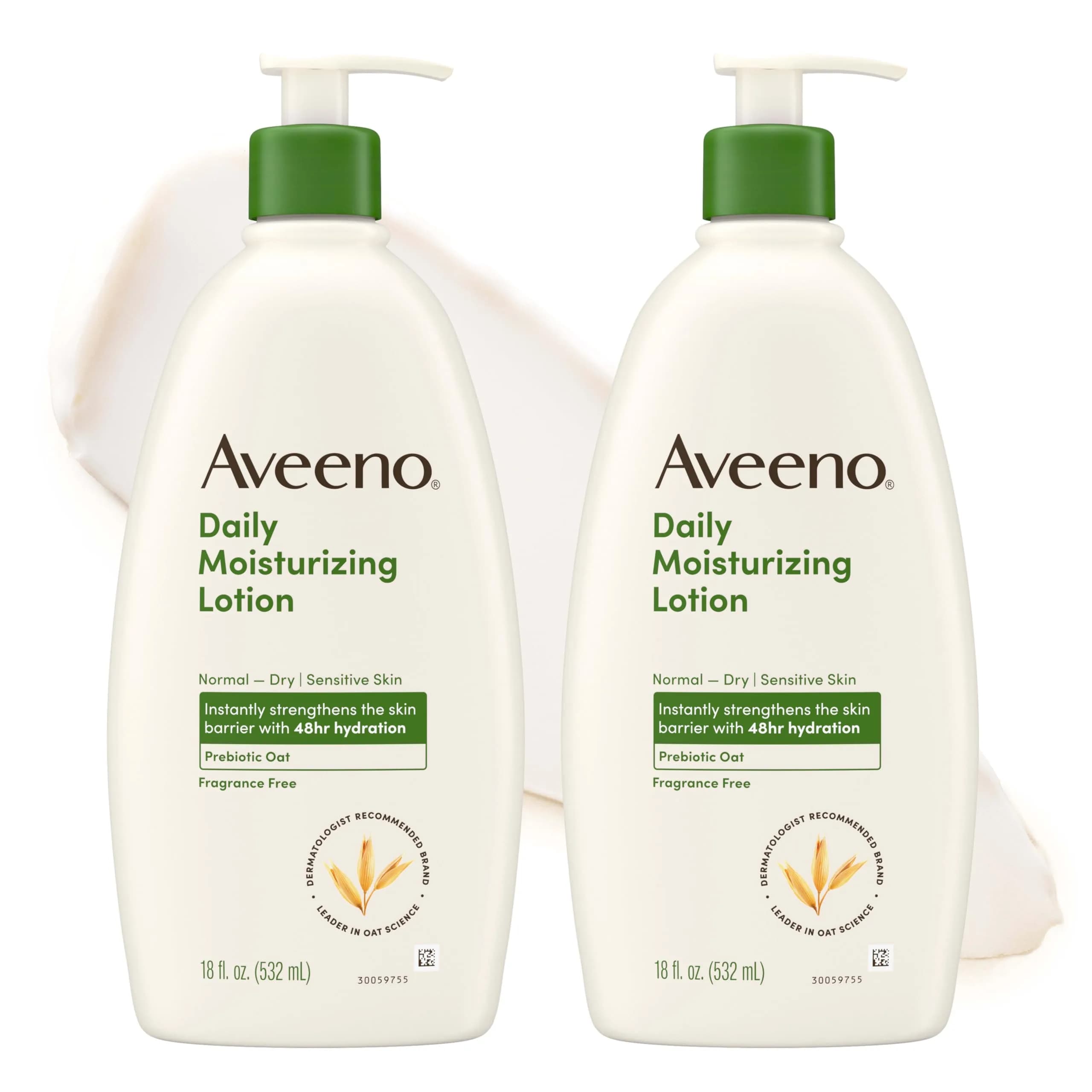 Aveeno Daily Moisturizing Lotion, Fragrance-Free, 54 fl oz (18 oz Pack of 3) | Improves Dry Skin Health in 1 Day — 18 Fl Oz