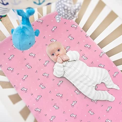 SPRINGSPIRIT Pack and Play Sheets 2-Pack | Pink Animal Print, 39x27x5 inches (99x69x13 cm) thumbnail 2