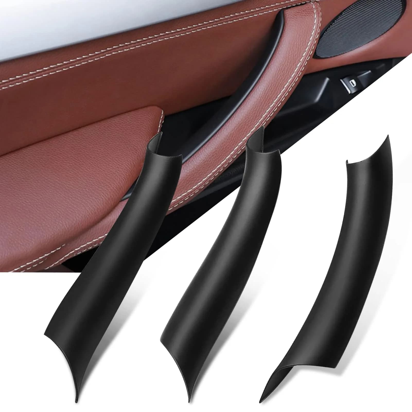 Jaronx Black ABS+PC Door Handle Cover Set for BMW X5 F15/X6 F16 3-Piece | Fixes Sticky OEM Handles - main product image