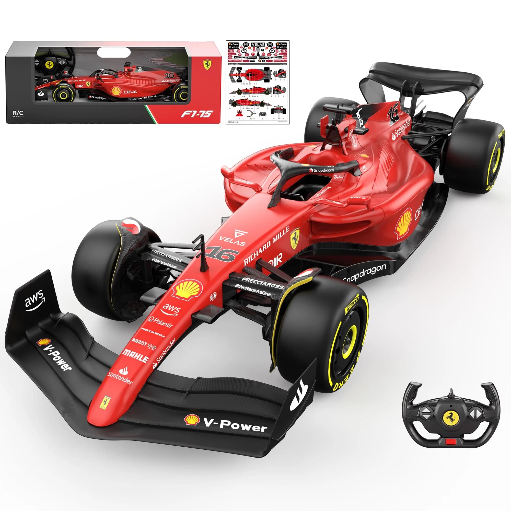 Voltz Toys Ferrari F1 75 RC Car 1:12 Scale | Officially Licensed F1 Replica