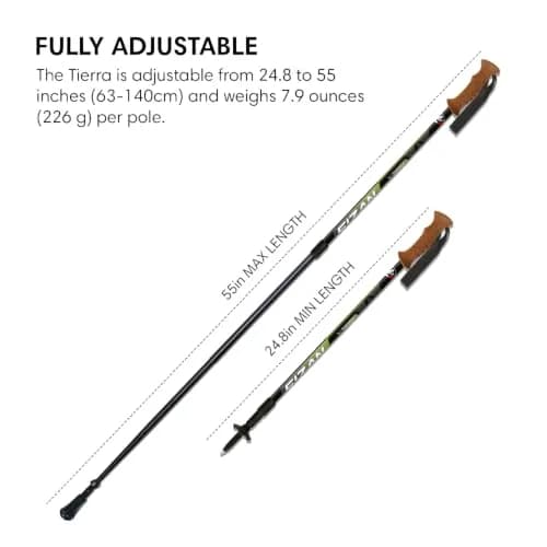 Fizan Tierra Trekking Poles – 7.9 oz, Ultralight, Adjustable, Collapsible, Aluminum, Cork Grip, Green thumbnail 4