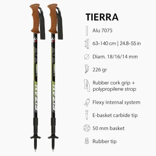 Fizan Tierra Trekking Poles – 7.9 oz, Ultralight, Adjustable, Collapsible, Aluminum, Cork Grip, Green thumbnail 2