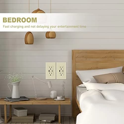 micmi Ivory USB Wall Outlet with C + A Ports | 15 Amp 125V, UL Listed, Fast Charging thumbnail 6
