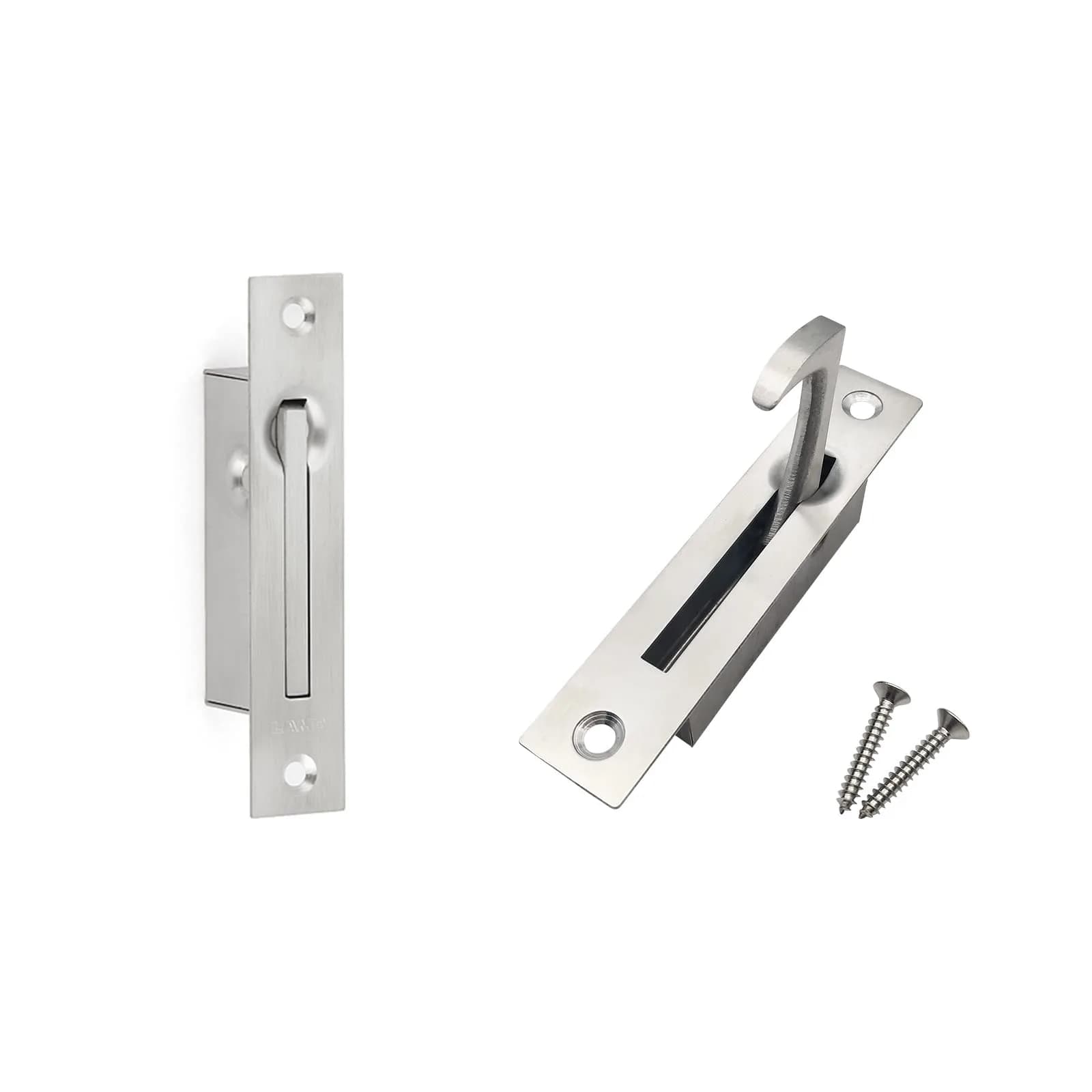 Dontay 4" Stainless Steel Pocket Door Edge Pull | Flush Mount Sliding Door Handle (Satin Nickel) — Stainless Steel