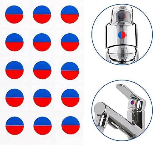 Danojo Faucet Stickers, 15 Hot & Cold Water Vinyl Circle | Self-Adhesive Tap Signage thumbnail 2