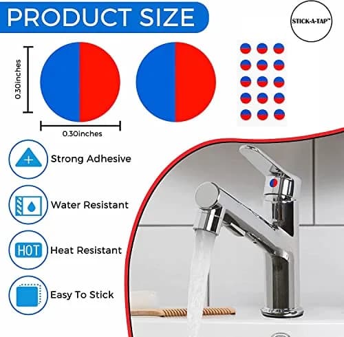 Danojo Faucet Stickers, 15 Hot & Cold Water Vinyl Circle | Self-Adhesive Tap Signage thumbnail 3