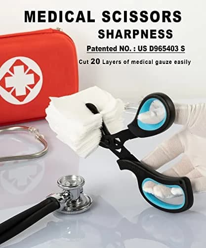 MEUUT Medical Trauma Shears 7.8" (19.8 cm) - 2-Pack | Sharp, Serrated, Non-Stick Blades with Oxygen Wrench thumbnail 2
