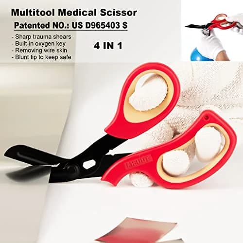 MEUUT Medical Trauma Shears 7.8" (19.8 cm) - 2-Pack | Ambidextrous, Serrated, Non-Stick Blades thumbnail 5