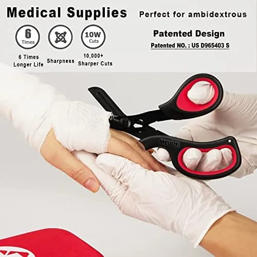 MEUUT Medical Trauma Shears 7.8" (19.8 cm) - 2-Pack | Sharp, Serrated, Non-Stick Blades with Oxygen Wrench thumbnail 4