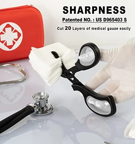 MEUUT Medical Trauma Shears 7.8" (19.8 cm) - 2 Pack | Stainless Steel, Serrated, Non-Stick, Blunt Tip Safety thumbnail 2