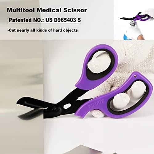 MEUUT Medical Trauma Shears 7.8" (19.8 cm) - 2-Pack | Ambidextrous, Serrated, Non-Stick Blades thumbnail 4