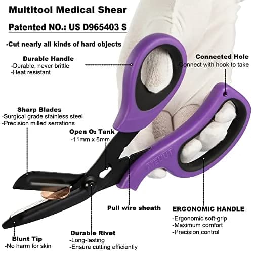 MEUUT Medical Trauma Shears 7.8" (19.8 cm) - 2-Pack | Ambidextrous, Serrated, Non-Stick Blades thumbnail 3