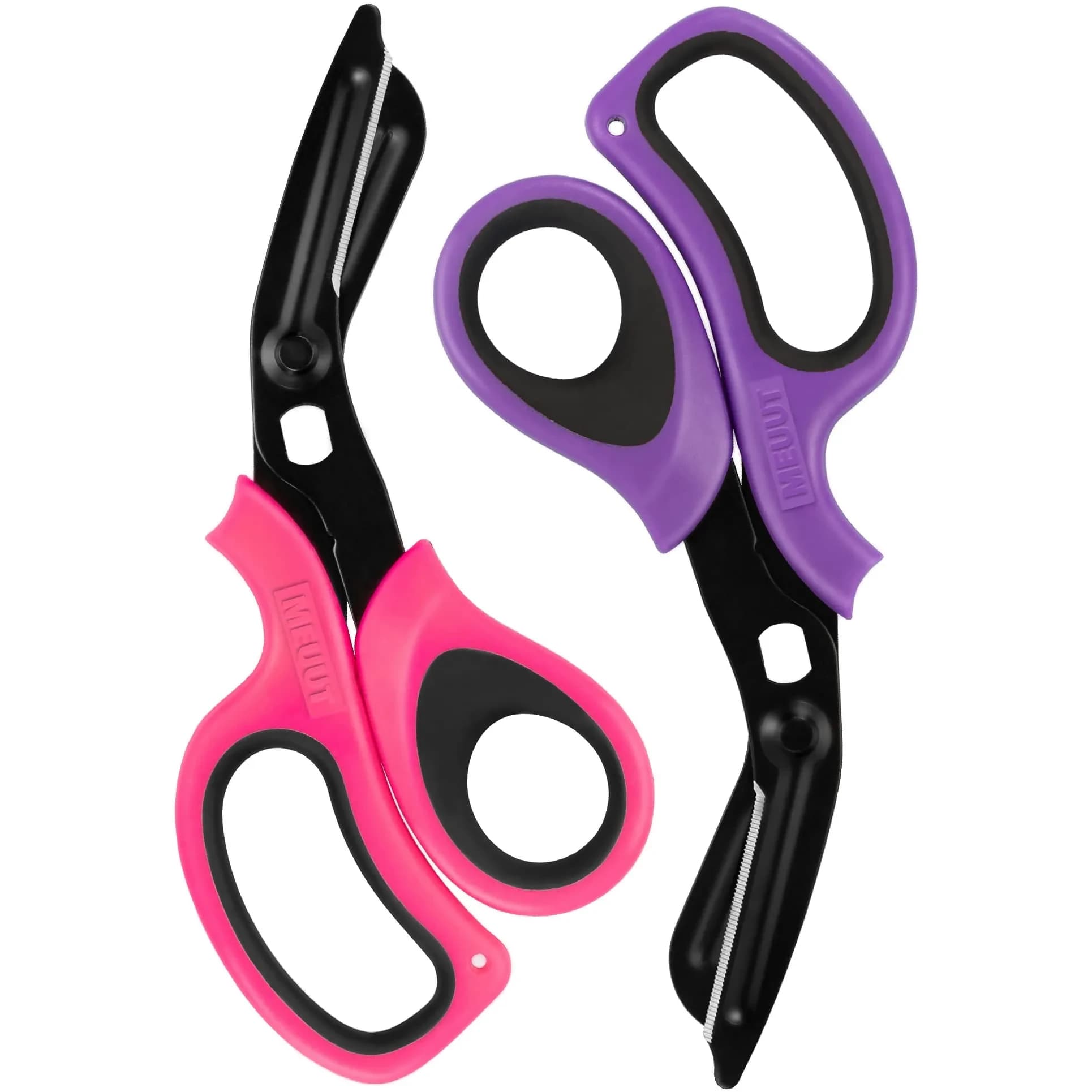 MEUUT Medical Trauma Shears 7.8" (2-Pack) | Serrated, Non-Stick, Ambidextrous Nurse Scissors