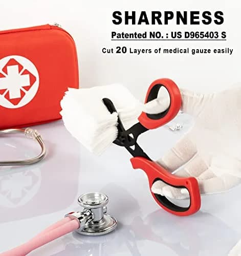 MEUUT Medical Trauma Shears - Black/Red & Red/Black 2-Pack, 7.8 Inch Patented Stainless Steel with Oxygen Wrench thumbnail 2