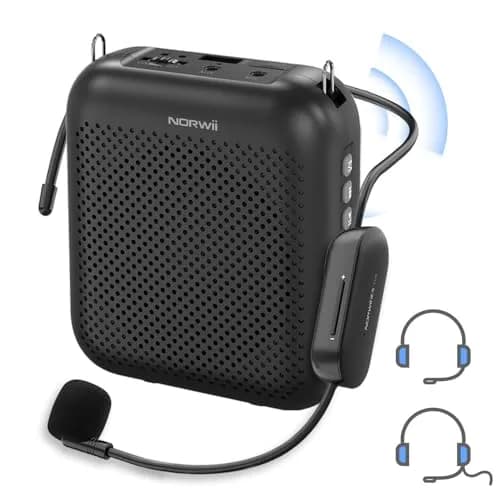 Norwii Portable Wireless Voice Amplifier with Bluetooth Speaker & 2 Microphones (10W, Black) | 1000 m² Coverage thumbnail 1