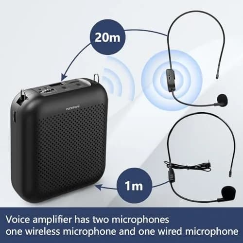 Norwii Portable Wireless Voice Amplifier with Bluetooth Speaker & 2 Microphones (10W, Black) | 1000 m² Coverage thumbnail 4