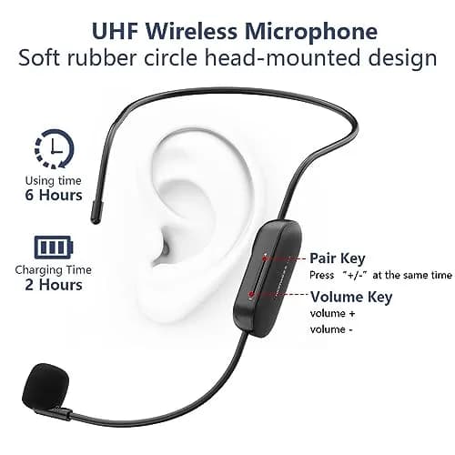 Norwii Portable Wireless Voice Amplifier with Bluetooth Speaker & 2 Microphones (10W, Black) | 1000 m² Coverage thumbnail 6