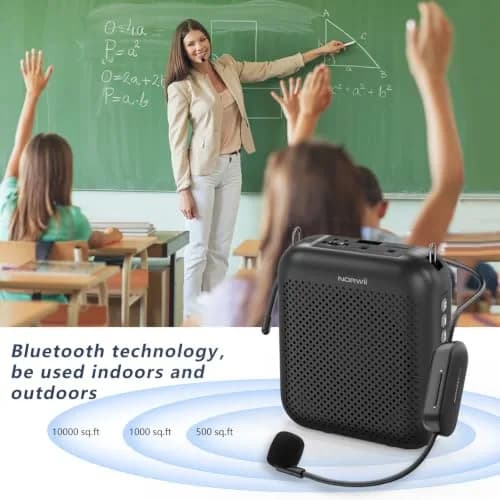 Norwii Portable Wireless Voice Amplifier with Bluetooth Speaker & 2 Microphones (10W, Black) | 1000 m² Coverage thumbnail 3