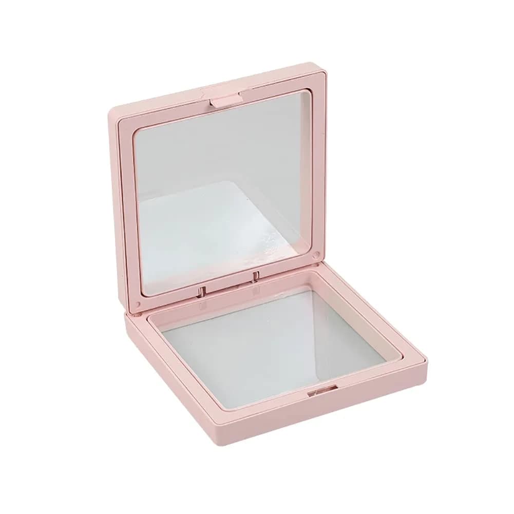 UUYYEO Jewelry Display Enclosure 7x7x2cm Pink | Transparent Floating Frame for Jewelry & Coins - main product image