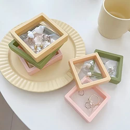 UUYYEO Jewelry Display Enclosure 7x7x2cm Pink | Transparent Floating Frame for Jewelry & Coins thumbnail 4