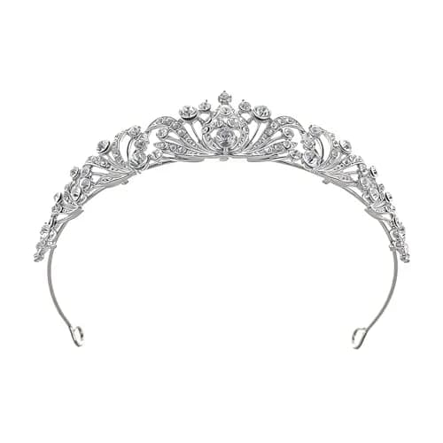 JWICOS Silver Wedding Tiara for Women Princess Crowns and Tiaras 2.5cm | Rhinestone & Crystal for Bride & Party thumbnail 6