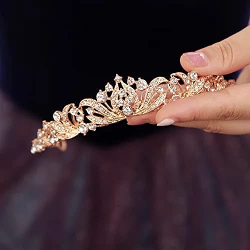 JWICOS Princess Tiara for Women 2.5cm x 13cm Gold Rhinestone Crystal Headband Wedding thumbnail 5