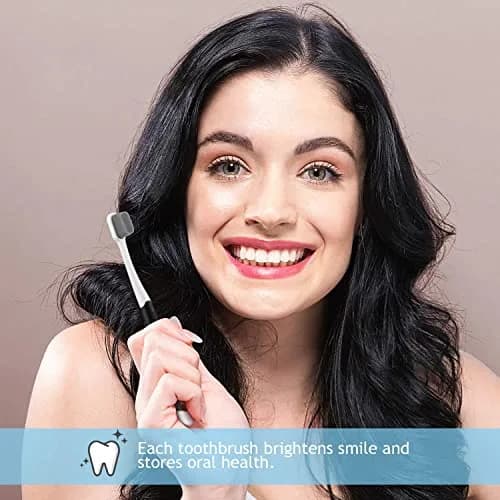 OB rush Ultra Soft Toothbrush for Sensitive Gums | 20k Nano Floss Bristles, 2 Pack, Black & White thumbnail 6