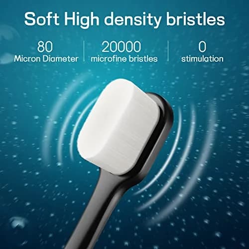 OB rush Ultra Soft Toothbrush for Sensitive Gums | 20k Nano Floss Bristles, 2 Pack, Black & White thumbnail 2