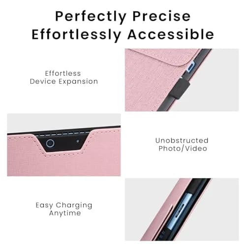 Omnpak Surface Pro 11/10/9 Case Pink | Lightweight Protective Folio with Stylus Holder & Kickstand, 13-inch thumbnail 8