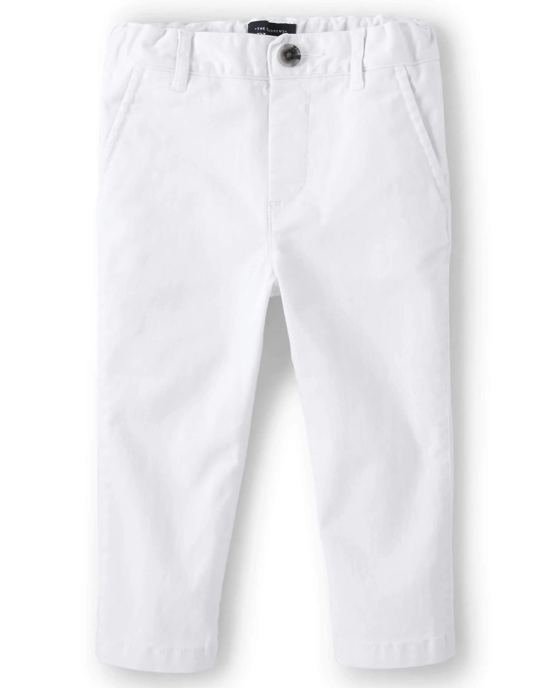 The Children's Place Toddler Boys Chino Pants, Simply White | Fitted, Cotton-Spandex Twill, Mid Rise, Skinny Leg - main product image