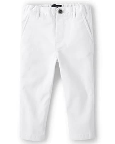 The Children's Place Toddler Boys Chino Pants, Simply White | Fitted, Cotton-Spandex Twill, Mid Rise, Skinny Leg thumbnail 1