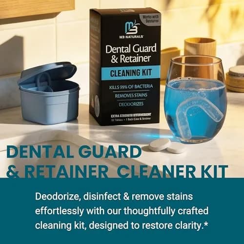 M3 Naturals Retainer & Denture Cleaning Kit with Bath Case, 92 Mint Tablets | Cleans Aligners, Mouthguards, and Dentures thumbnail 3