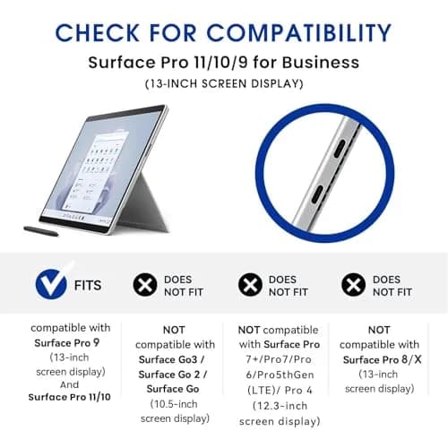 Omnpak Case for 13 inch Microsoft Surface Pro 11/10/9, Multi-Angle Stand | Shockproof Protective Cover with Stylus Holder thumbnail 9