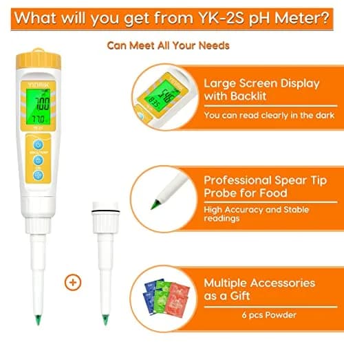 YINMIK Digital pH Meter with Extra Replaceable pH Probe Food pH Checker | Stable Readings for Water & Food thumbnail 3