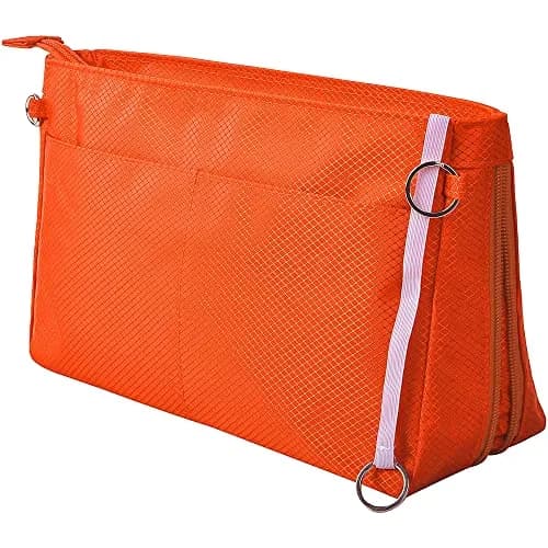 Vercord Expandable Nylon Handbag Purse Organizer Insert Liner Shaper Bag in Bag - Vibrant Orange, X-Large thumbnail 1