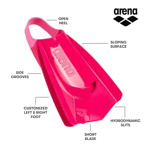 Arena Powerfin Pro II Swim Training Fins Silicone Short Blade Pink Size 7.5-9 | Max Forward Thrust & Flexibility thumbnail 2