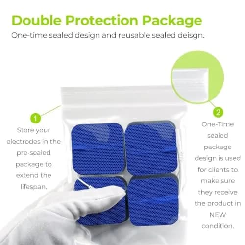 AUVON TENS Unit Electrode Pads (20-Pack, Blue) | Universal 2mm Connector, CE/ROHS Approved thumbnail 5